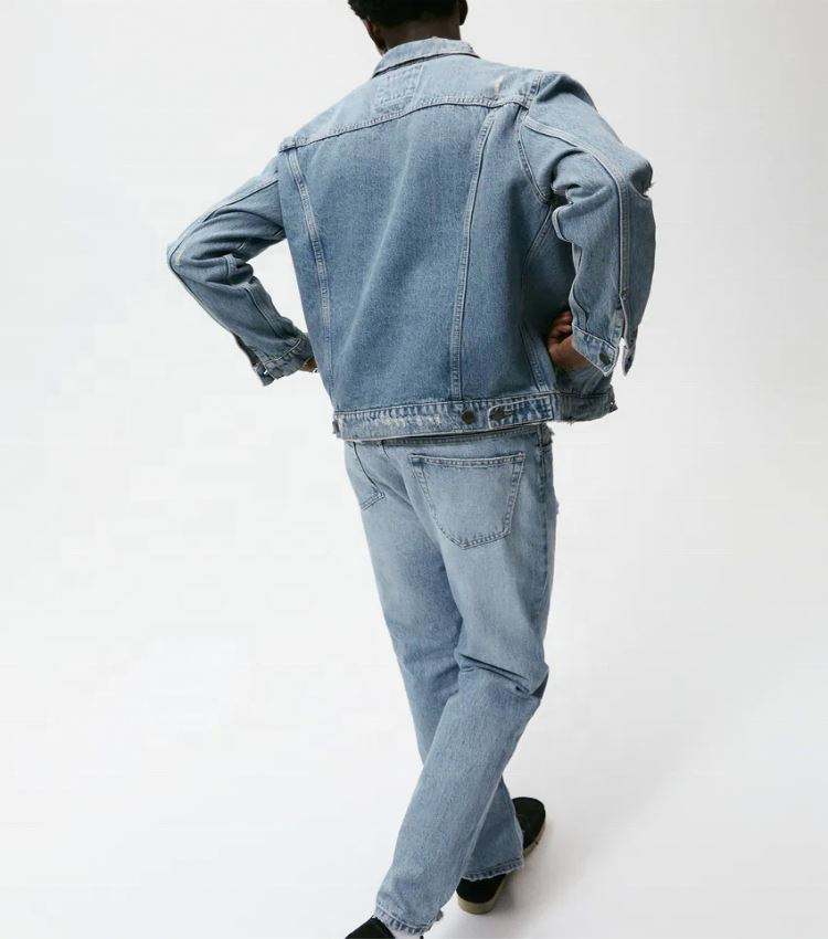 OEM Proizvajalec po meri Moška bombažna Streetwear Button Up Vintage Distressed Jean Denim jakna