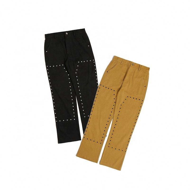 OEM-fabrikant Aangepast logo High Street casual broek Losse effen kleur klinknagel overall Casual broek voor heren