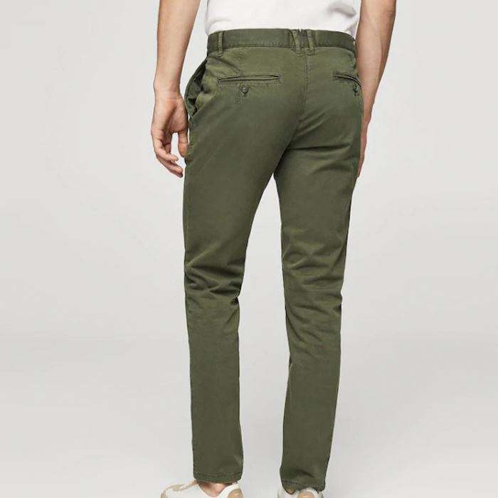 بنطلون Chinos الجيش الأخضر المريح ذو المقاس النحيف للرجال من خدمة OEM للرجال مع حلقات للحزام