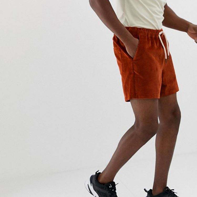 Тонкие шорты из хлопка с вышивкой оптом и ржавым шнуром