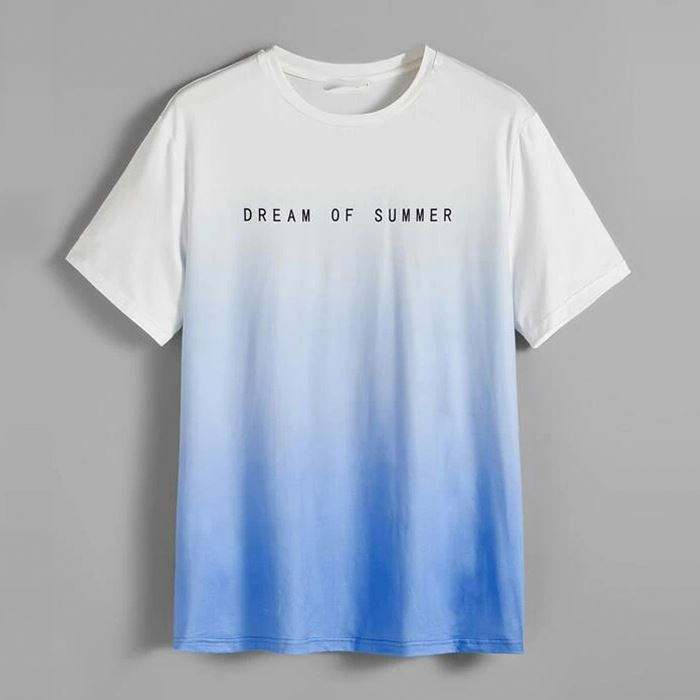 Camiseta personalizada de f&aacute;brica profesional con eslogan estampado con dibujo Ombre hombres camiseta b&aacute;sica de manga corta Premium