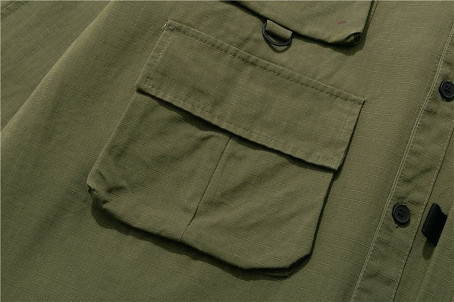 Fabricante OEM camisa masculina personalizada com v&aacute;rios bolsos camisa urbana de carga ao ar livre