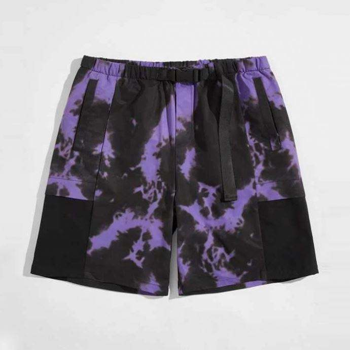 Seluar Pendek Gim Fesyen Baharu Buckle Tali Pinggang Tie Dye Bercetak Seluar Boxer Musim Panas Lelaki Poliester