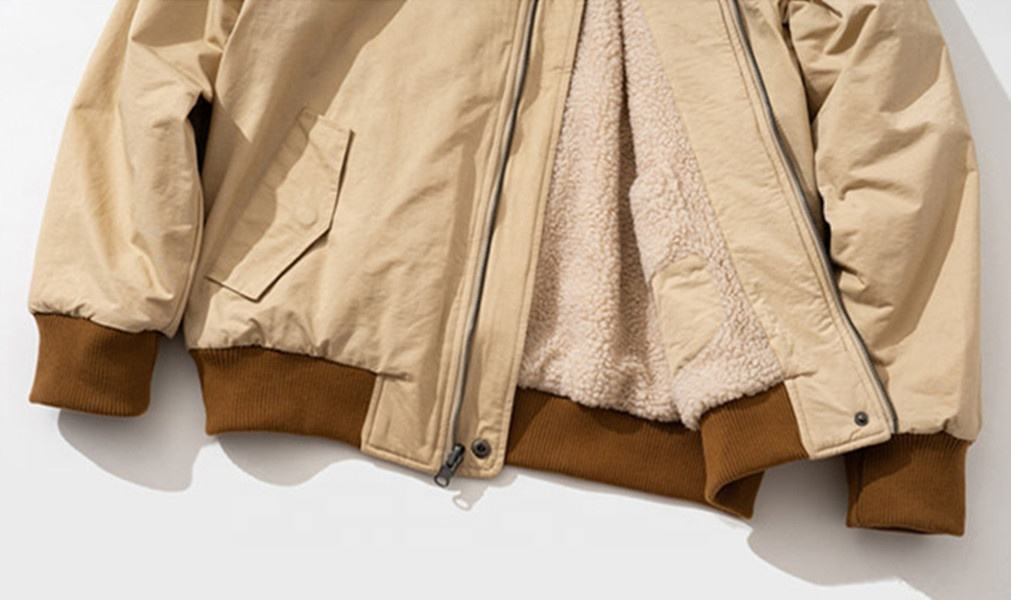 OEM-produsent Tilpasset standkrage for menn Uformelt lammedun baseballjakke