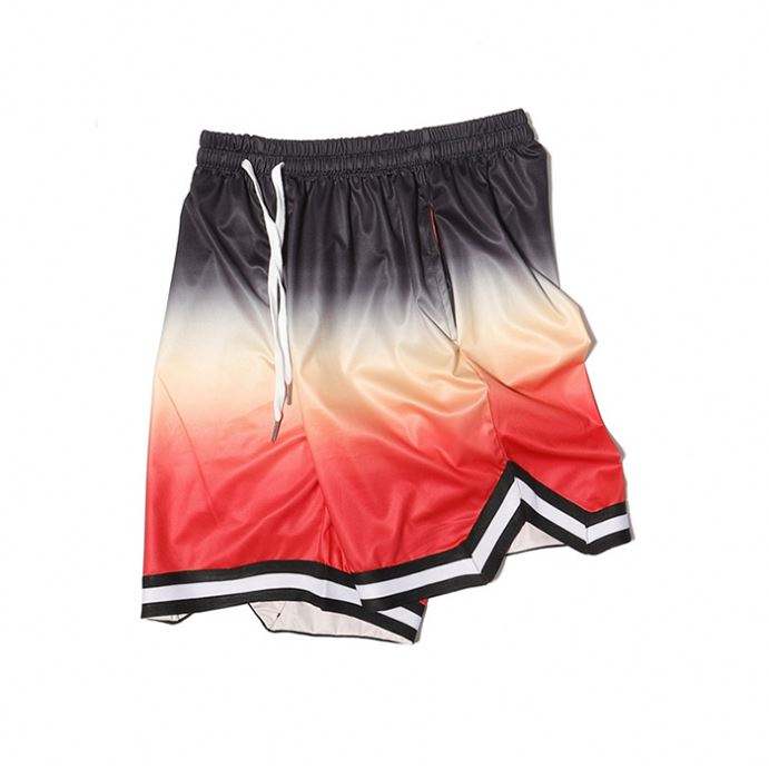 Short de sport personnalis&eacute; pour hommes, cordon de serrage &agrave; la taille, coupe d&eacute;contract&eacute;e, imprim&eacute; ombr&eacute;, short de basket-ball de sport