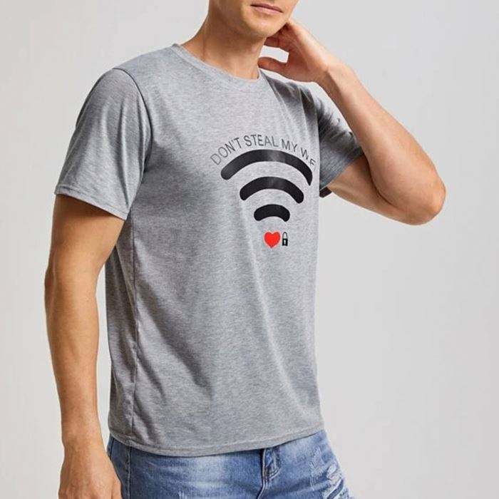 Brugerdefineret Wifi-m&oslash;nster trykt Herre grafisk T-shirt Kort&aelig;rmet O-hals Letv&aelig;gts M&aelig;nd Sommer 180 Gsm T-shirts