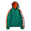 OEM Producent Engros H&oslash;jkvalitets brugerdefineret eget logo Gr&oslash;n Orange Stribet Pullover h&aelig;ttetr&oslash;je med blandet farveblokerende h&aelig;ttetr&oslash;je
