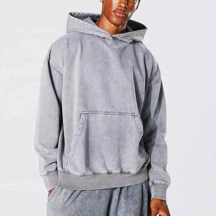 Sweat &agrave; capuche &eacute;pais 100% coton pour hommes, Service de fabricant OEM, Streetwear personnalis&eacute;, surdimensionn&eacute;, lav&eacute;, Vintage