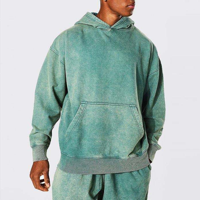 OEM v&yacute;robce na zak&aacute;zku Vysok&aacute; kvalita Oversized Plain Heavyweight Siln&yacute; zelen&yacute; Vintage sepran&yacute; svetr s kapuc&iacute;