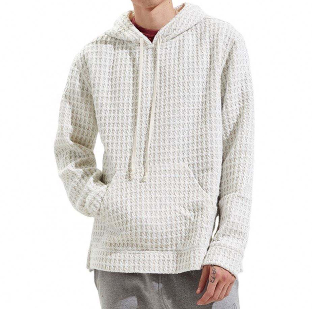 OEM Tillverkare Anpassad M&auml;n Ny Hoodie av v&aring;ffeltyg Unisex Loose Fit Drop Shoulder Waffle Hoodie Pullover