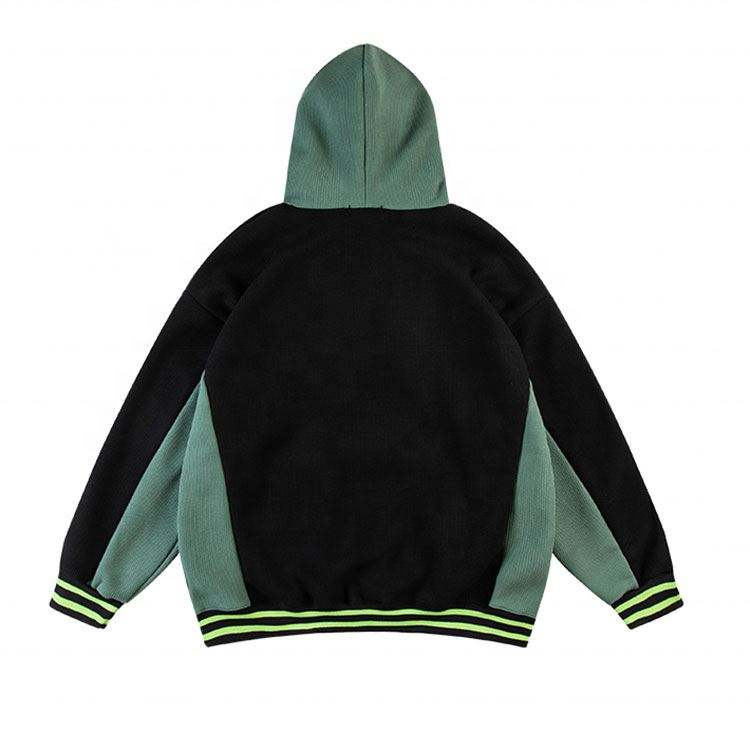 OEM-Hersteller Hochwertige, individuelle 3D-Stickerei-Logo-Mode-Patchwork-Pullover, zweifarbige Herren-Hoodies