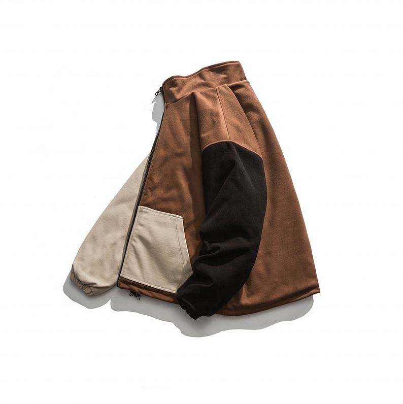 OEM ražotāja pielāgota krāsu bloku vīriešu mētelis, brīva jēra vilnas liela izmēra jaka