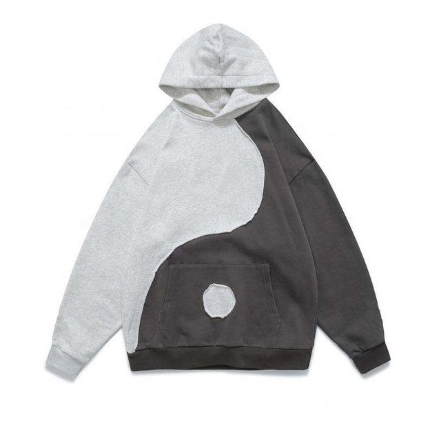 OEM-producent Tilpasset farveblok Applikation Patchwork Casual Custom Sweatshirt Plus Size H&aelig;ttetr&oslash;jer M&aelig;nd H&aelig;ttetr&oslash;jer