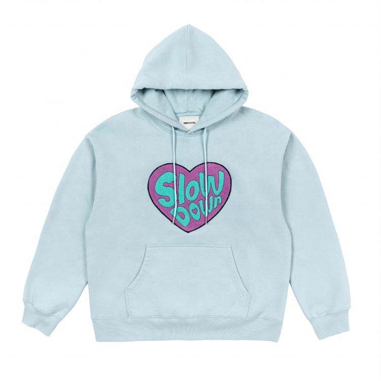 Pengeluar OEM Mens Berkualiti Tinggi Chenille Bordir Patches Hoodies Custom Loose Fit Fesyen Hoodies Untuk Lelaki