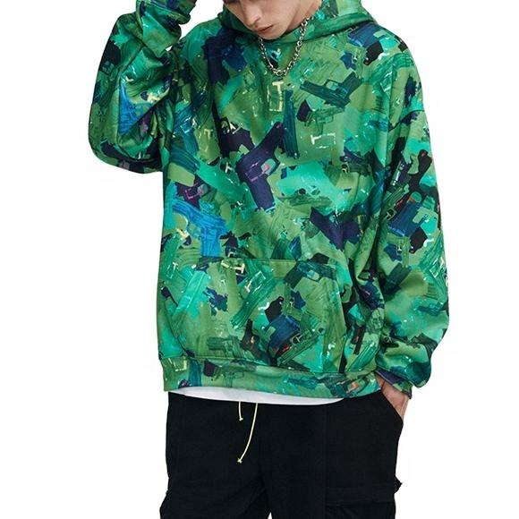 OEM Manufacturer Custom Mens 100% Cotton All Over Print Hoodies LAETUS Printed Hoodie Pullover