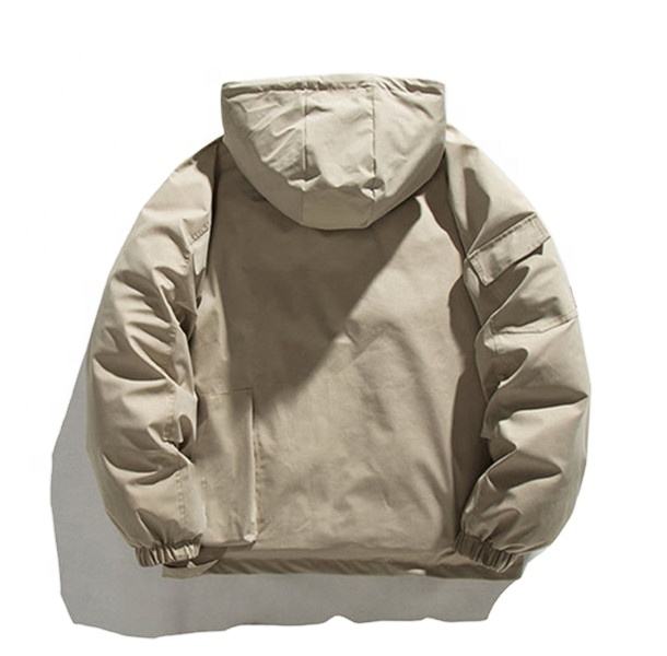 OEM ထုတ်လုပ်သူ စိတ်တိုင်းကျ အမျိုးသား ချည်သားအ၀တ်အစား အစိုင်အခဲ အရောင်သုံးဖက်မြင် အိတ်ကပ်အကြီးကြီး ၀တ်ထားသော ချည်အင်္ကျီ