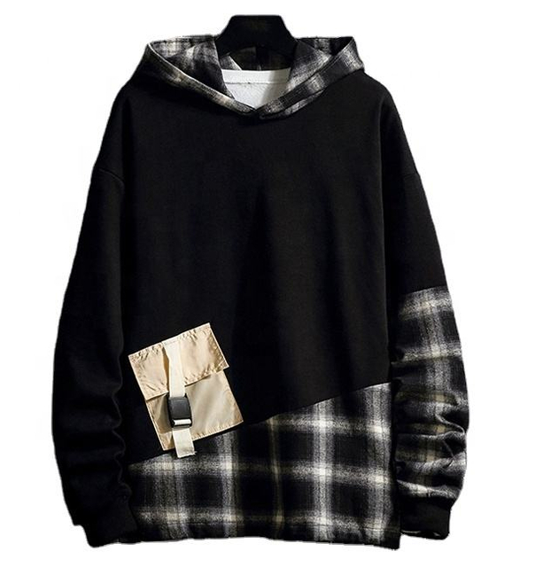 OEM-fabrikant Aangepaste kleurblok geruite casual aangepaste sweatshirt Oversized hoodies