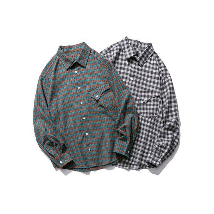 Fabricante OEM, camisas personalizadas con solapa para hombre, camisas a cuadros con bolsillo con personalidad para hombre, ropa de talla grande para hombre, servicio de alta calidad