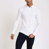 Tov&aacute;rensk&eacute; vlastn&eacute; golfov&eacute; polokošele Pevn&eacute; biele p&aacute;nske polokošele Slim Fit s dlh&yacute;m ruk&aacute;vom