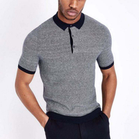 ผ้าฝ้าย 100% แฟชั่นถักเสื้อโปโลบุรุษ