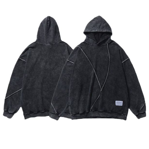Sudadera con capucha de punto en contraste con lavado &aacute;cido de gran tama&ntilde;o personalizada para hombres