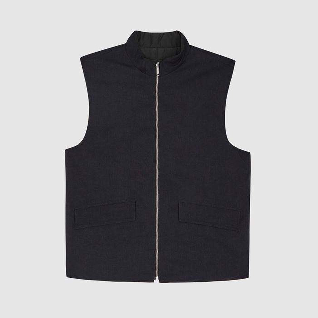 100% polyester v&auml;st stativ krage dragkedja upp herr V&auml;ndbar vadderad Gilet