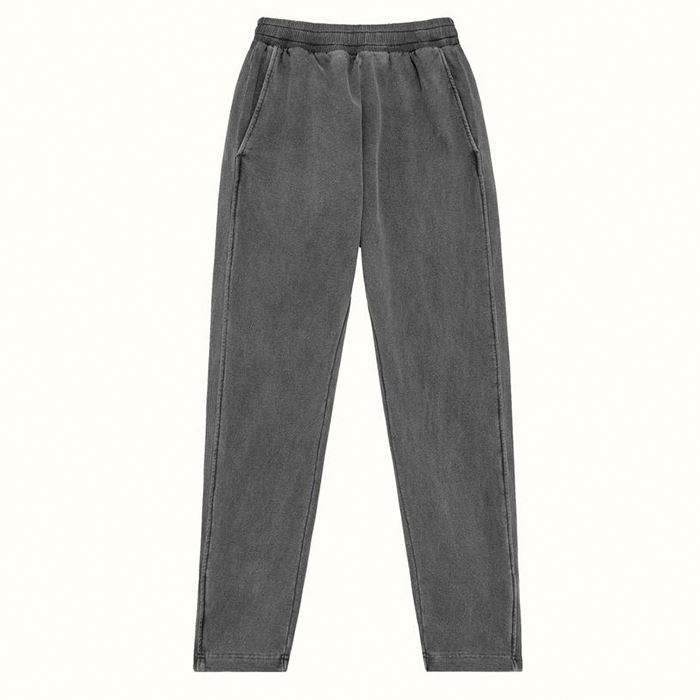 ผู้ผลิต Custom Vintage Washed Black Mens Cotton หนา Sweatpants