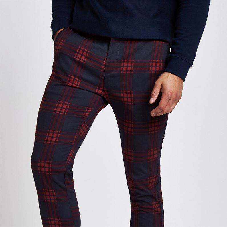 OEM personnaliser le pantalon chino skinny &agrave; carreaux rouges pour hommes