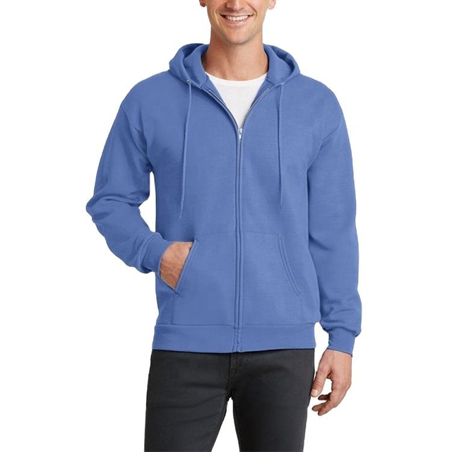 Anpassad 100 % bomull f&ouml;r herr Blank Zip Up Hoodie Hel dragkedja framjacka