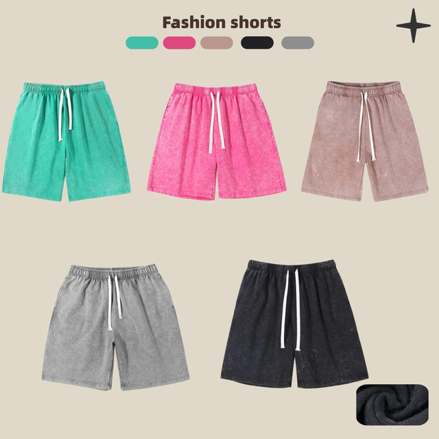 Streetwear unisex 100% puuvilla vintage löysä istuva lumipesu mukautettu logo miesten shortsit