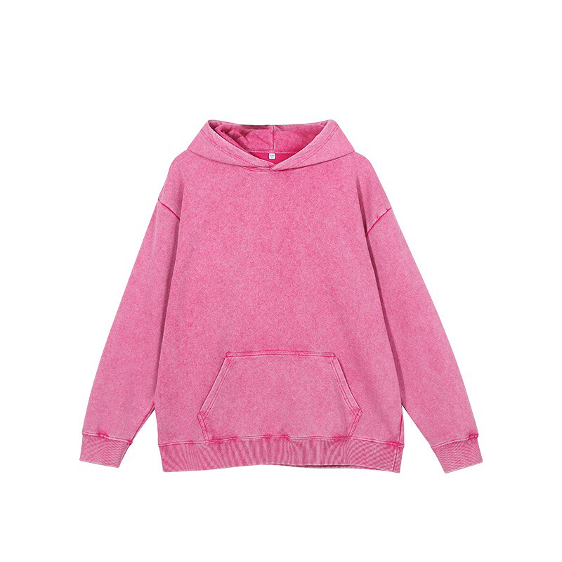 Męska bluza z kapturem barwiona woskiem o gramaturze 400 g/m2 w stylu vintage, z wycięciem pod szyją i retro logo