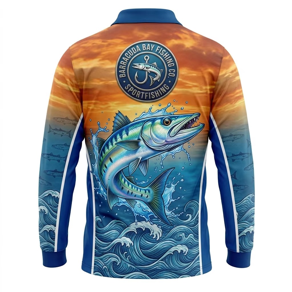 Polyesterov&aacute; tkanina celoplošn&aacute; sublimačn&aacute; potlač Ryb&aacute;rske oblečenie Custom Uv Upf 50 Protection Quick Dry Fishing Tričko