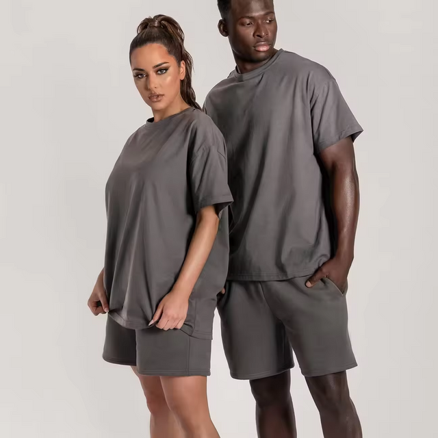OEM Custom Heavyweight Cotton Jogging Sportswear Gym Trainingsanzug Streetwear Zweiteilige kurze Herren-Sets