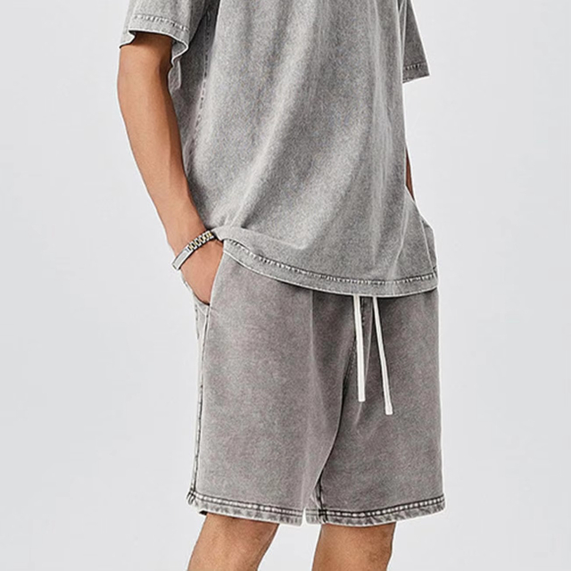 ODM Custom Logo Shorts Kordelzug Acid Wash Vintage Plain French Terry Baumwolle Fleece Jogger Sport Herren Shorts