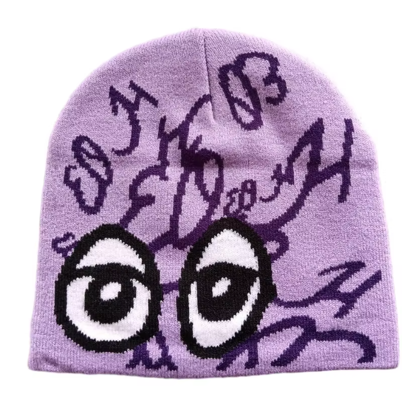 Brugerdefineret engros logo h&oslash;j kvalitet Beenies s&aelig;lger kranie Print Jacquard Winter Producenter Beanies Hat