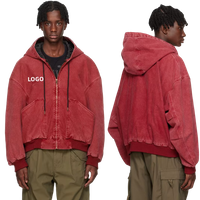 Custom Brodery Logo Oversized Vintage Acid Wash Loose Box Fit Cropped Zip up Hoodie Tung jacka i bomull Canvas