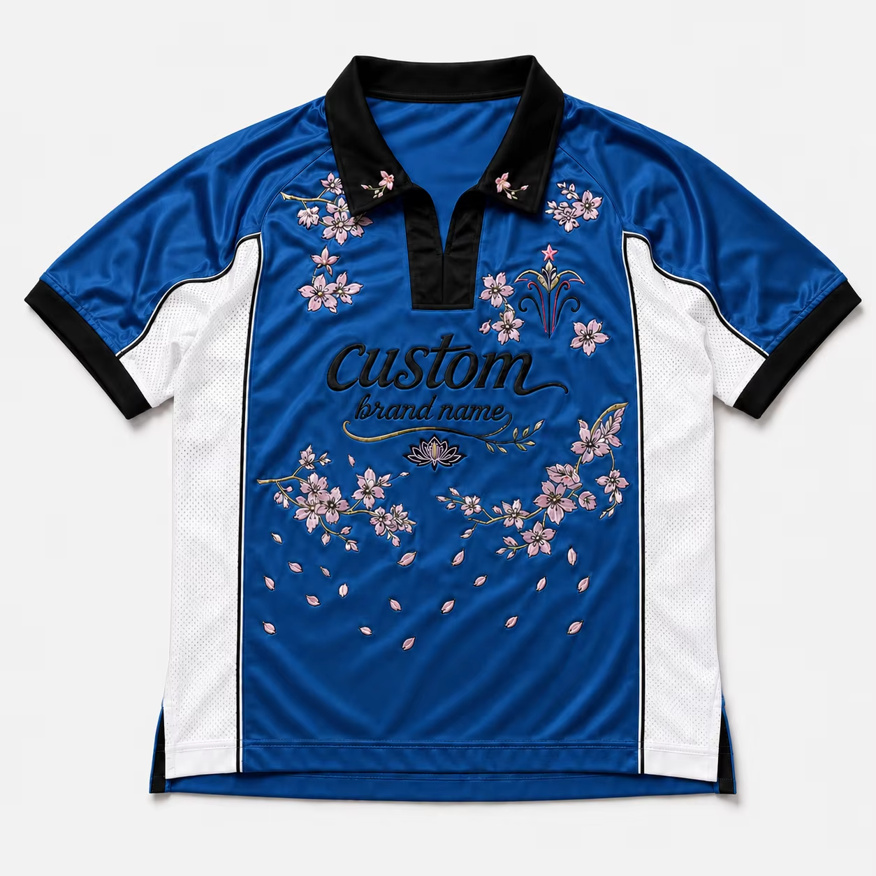 Kl&aelig;r produsent tilpasset sublimering trykt fotballdrakter Merkebokstaver 3D broderi Polo krage Fotball T-skjorter Engros
