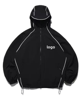 Jaqueta de corrida com logotipo personalizado, jaqueta masculina &agrave; prova d'&aacute;gua com capuz, corta-vento de nylon, jaqueta com z&iacute;per para homens