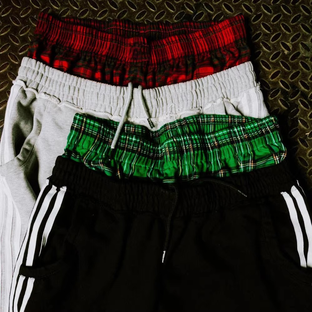 P&aacute;nsk&eacute; lež&eacute;rn&iacute; tepl&aacute;ky na zak&aacute;zku French Terry Stripe Flare Baggy tepl&aacute;ky s dvojit&yacute;m pasem Vysok&eacute; hip-hopov&eacute; vyš&iacute;van&eacute; voln&eacute; kalhoty