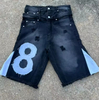 T&ugrave;y Chỉnh Nam Denim Quần Short Jean Vintage Axit Rửa Đ&ocirc;i Eo Baggy Jorts Th&ecirc;u Loe Đau Khổ R&aacute;ch Quần Short