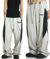 Ma&szlig;geschneiderte, locker sitzende, wasserdichte Utility-Jogginghose aus Nylongewebe, l&auml;ssige Streetwear-Cargohose, kontrastierende Sporthose im Retro-Stil