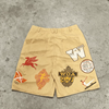 OEM ODM Logo Tersuai Vintage Washed Mens High Waist Longgar Musim Panas Streetwear Seluar Pendek Cetakan Penuh Kanvas