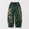 Custom Acid Washed Screen Print Grafik Streetwear Sweatpants Kraftig Elastisk Talje Distressed Hem Baggy Sweatpants Unisex
