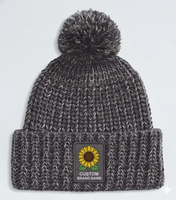 Gorro de punto t&eacute;rmico de invierno de alta calidad con pomp&oacute;n, gorro con pu&ntilde;os y logotipo de goma de silicona de color personalizado de hilo grueso