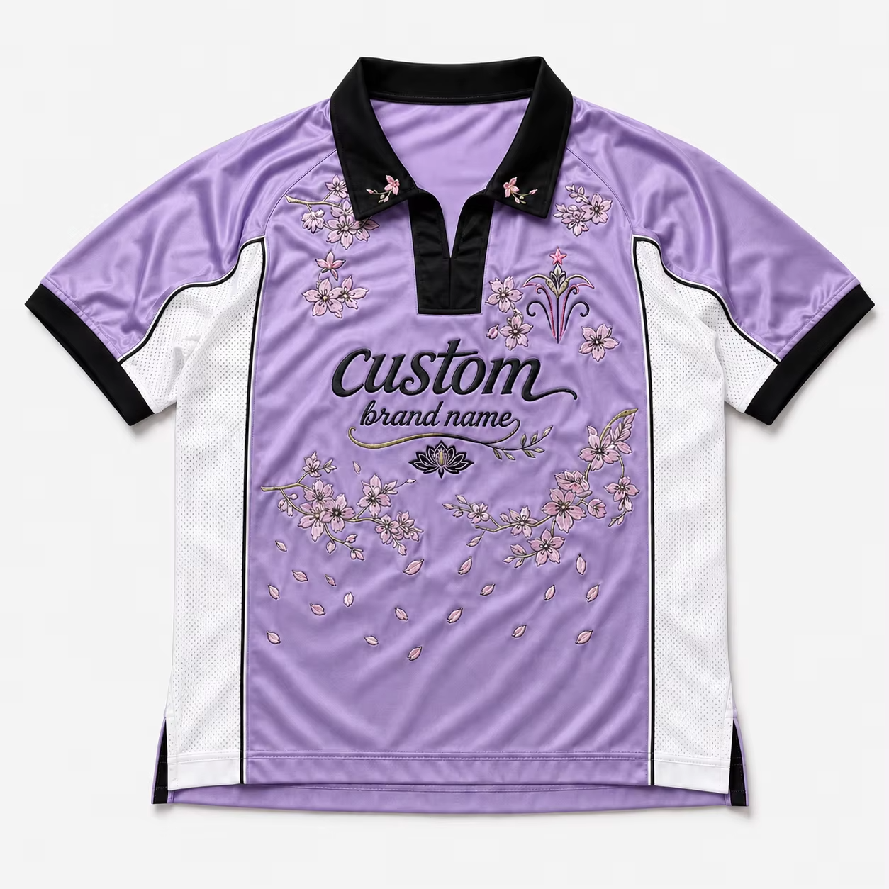 Kl&aelig;r produsent tilpasset sublimering trykt fotballdrakter Merkebokstaver 3D broderi Polo krage Fotball T-skjorter Engros